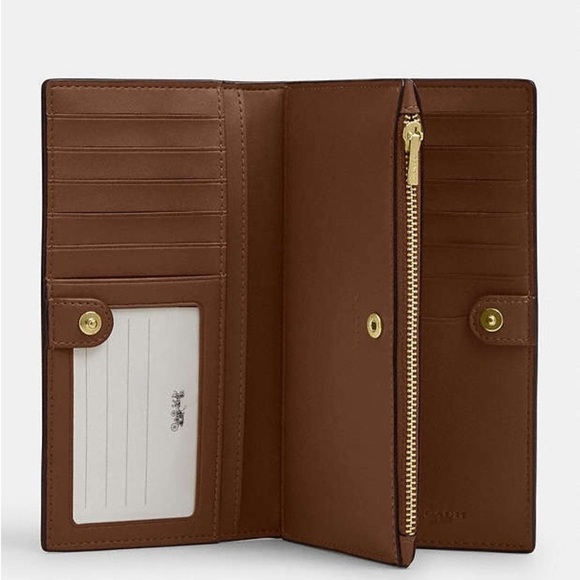 Coach Outlet Slim Zip Wallet In Signature Canvas With Floral Print - Picture 2 of 5